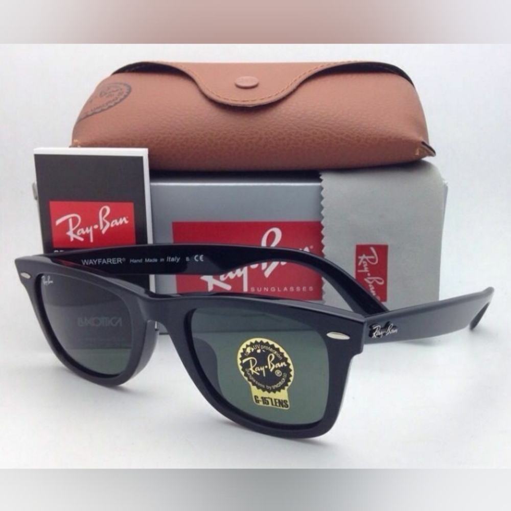 LIKE NEW RayBan Wayfarers RB2140 Black Ray ban Sunglasses - Picture 2 of 16